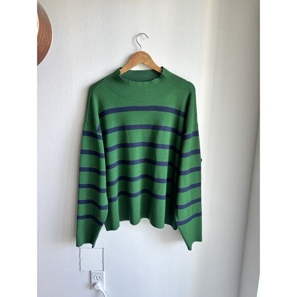 Maeve Carys Mock Neck Sweater Anthropologie Stripe Classic Size L - Picture 4 of 8